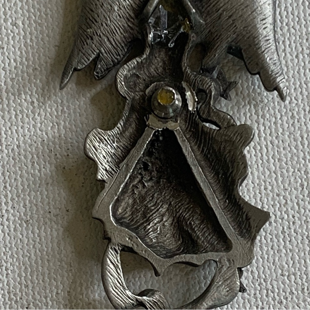 Large Pewter Angel Pendant Ornament Hanging Spiritual Guardian Angels Stars 3.5" - Picture 9 of 14